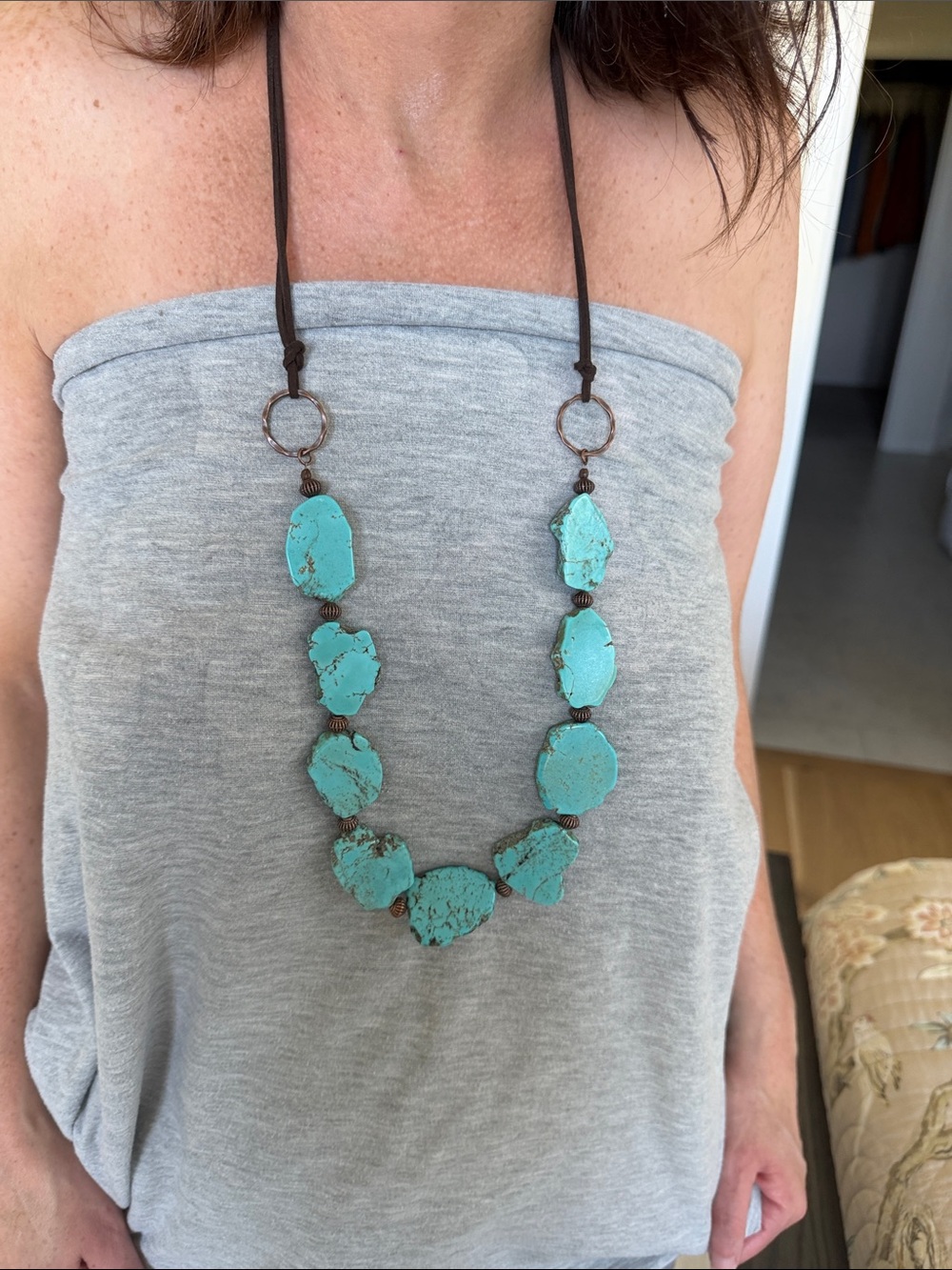 Turquoise Leather Necklace